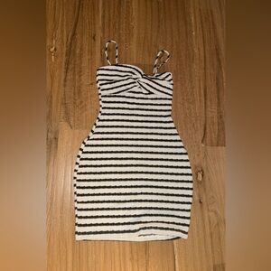 Black and white striped dress
